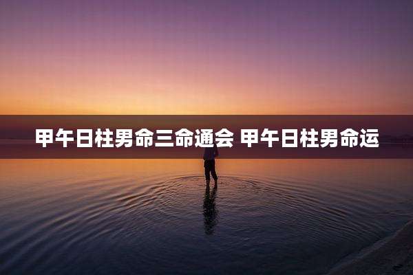 甲午日柱男命三命通会 甲午日柱男命运