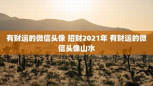 有财运的微信头像 招财2021年 有财运的微信头像山水