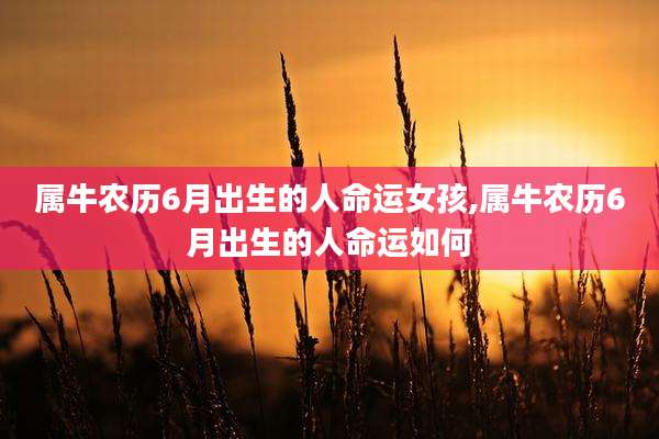 属牛农历6月出生的人命运女孩,属牛农历6月出生的人命运如何