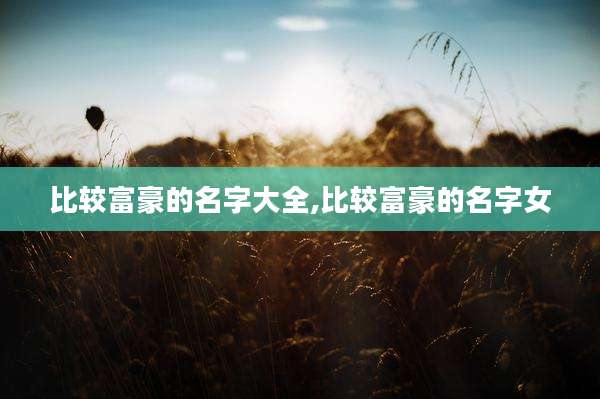 比较富豪的名字大全,比较富豪的名字女