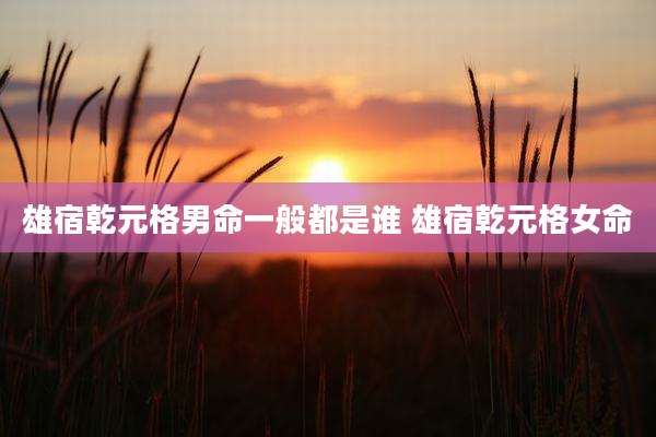 雄宿乾元格男命一般都是谁 雄宿乾元格女命