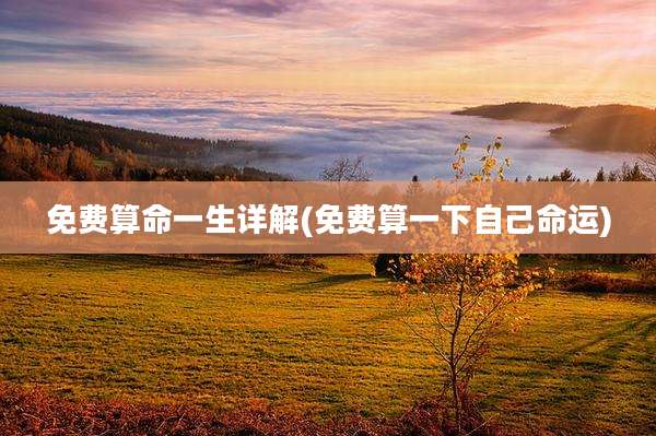 免费算命一生详解(免费算一下自己命运)