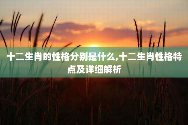 十二生肖的性格分别是什么,十二生肖性格特点及详细解析