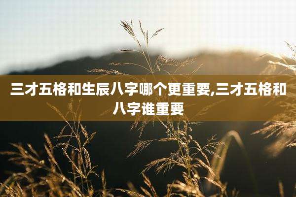 三才五格和生辰八字哪个更重要,三才五格和八字谁重要