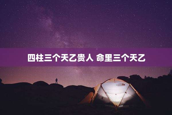 四柱三个天乙贵人 命里三个天乙