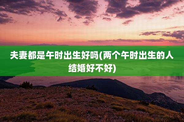 夫妻都是午时出生好吗(两个午时出生的人结婚好不好)