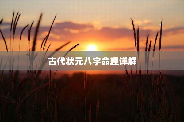 古代状元八字命理详解
