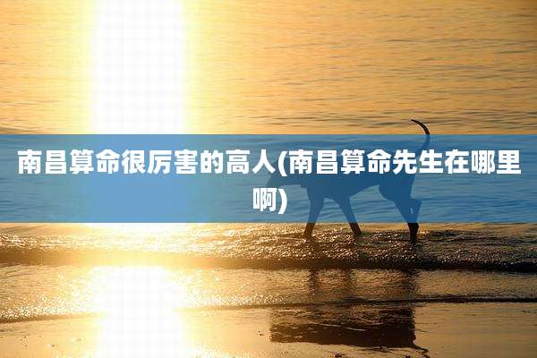 南昌算命很厉害的高人(南昌算命先生在哪里啊)