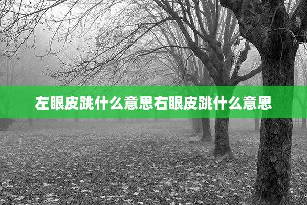 左眼皮跳什么意思右眼皮跳什么意思