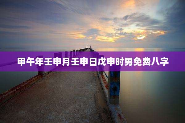 甲午年壬申月壬申日戊申时男免费八字