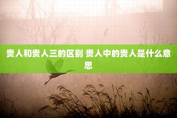 贵人和贵人三的区别 贵人中的贵人是什么意思