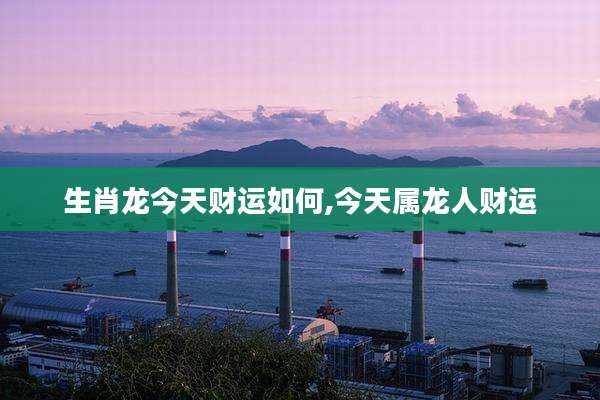 生肖龙今天财运如何,今天属龙人财运