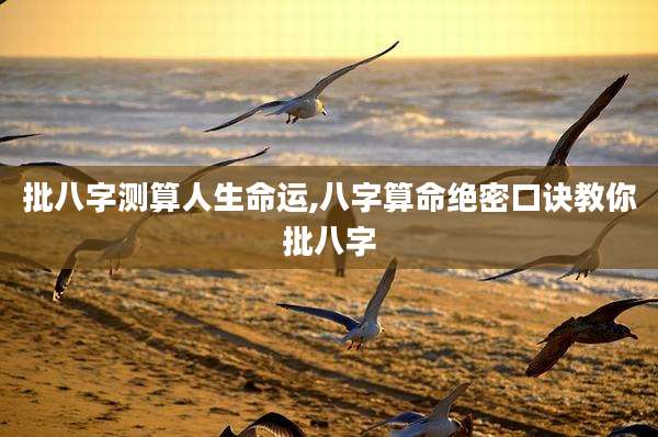 批八字测算人生命运,八字算命绝密口诀教你批八字