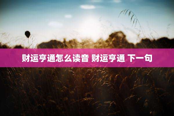 财运亨通怎么读音 财运亨通 下一句