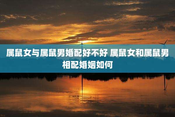 属鼠女与属鼠男婚配好不好 属鼠女和属鼠男相配婚姻如何