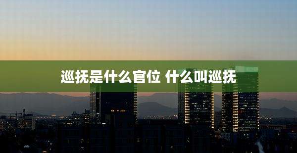 巡抚是什么官位 什么叫巡抚