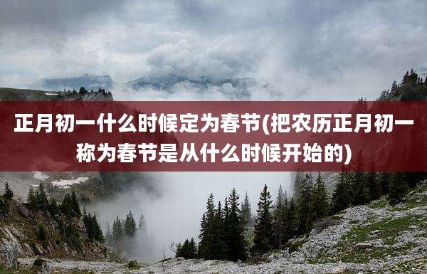 正月初一什么时候定为春节(把农历正月初一称为春节是从什么时候开始的)