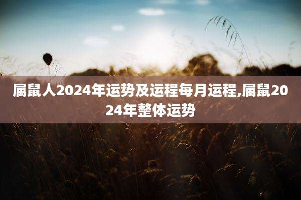 属鼠人2024年运势及运程每月运程,属鼠2024年整体运势