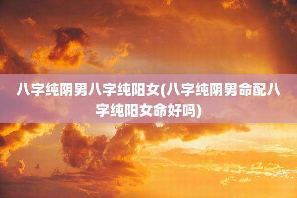 八字纯阴男八字纯阳女(八字纯阴男命配八字纯阳女命好吗)