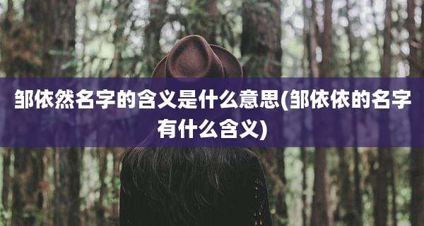 邹依然名字的含义是什么意思(邹依依的名字有什么含义)