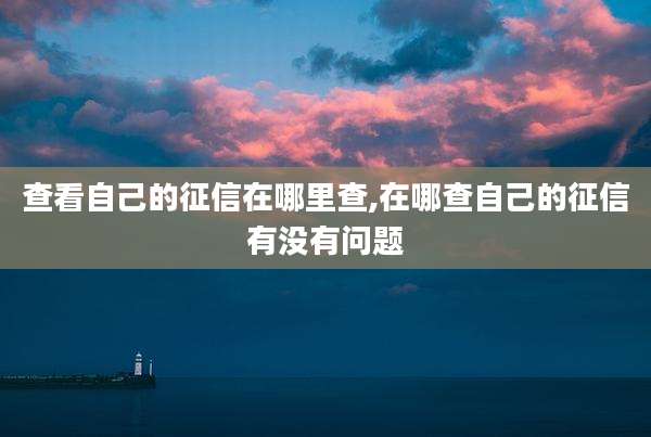 查看自己的征信在哪里查,在哪查自己的征信有没有问题