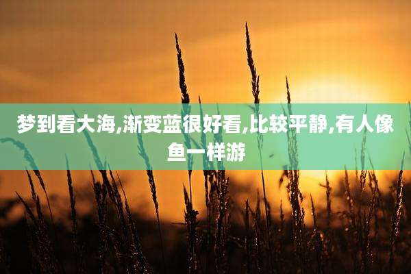 梦到看大海,渐变蓝很好看,比较平静,有人像鱼一样游