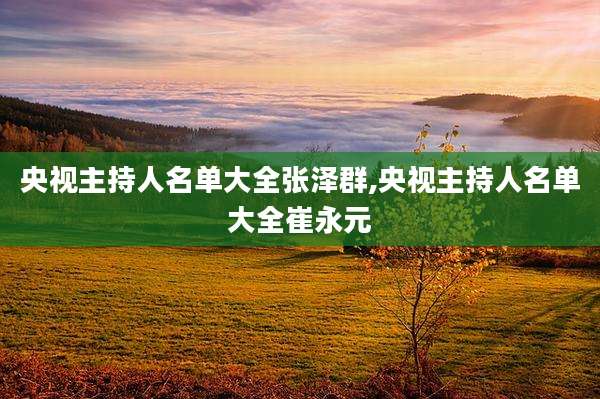 央视主持人名单大全张泽群,央视主持人名单大全崔永元