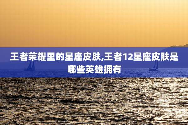 王者荣耀里的星座皮肤,王者12星座皮肤是哪些英雄拥有