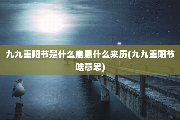 九九重阳节是什么意思什么来历(九九重阳节啥意思)