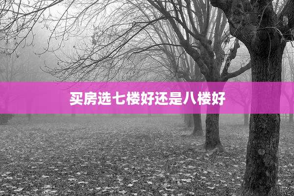 买房选七楼好还是八楼好