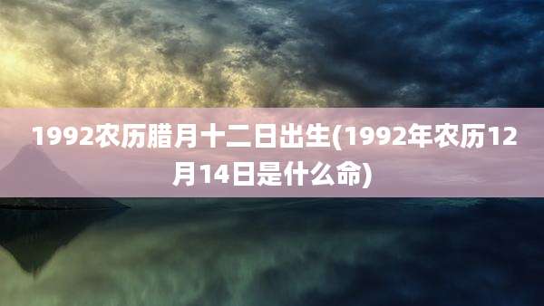 1992农历腊月十二日出生(1992年农历12月14日是什么命)