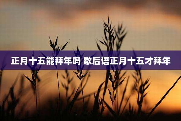 正月十五能拜年吗 歇后语正月十五才拜年