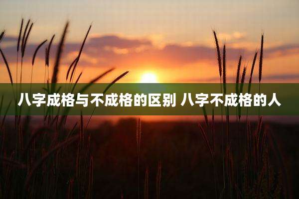八字成格与不成格的区别 八字不成格的人