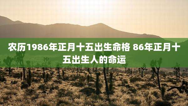 农历1986年正月十五出生命格 86年正月十五出生人的命运