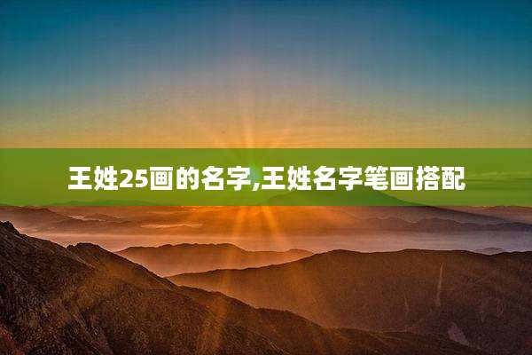 王姓25画的名字,王姓名字笔画搭配