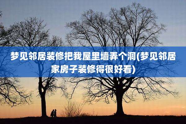 梦见邻居装修把我屋里墙弄个洞(梦见邻居家房子装修得很好看)