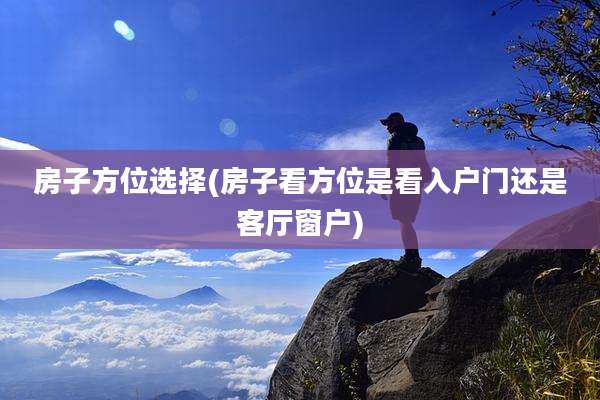 房子方位选择(房子看方位是看入户门还是客厅窗户)