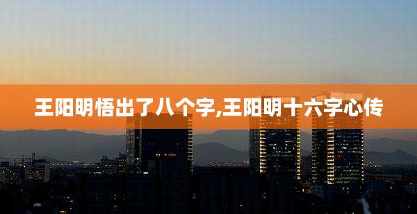 王阳明悟出了八个字,王阳明十六字心传