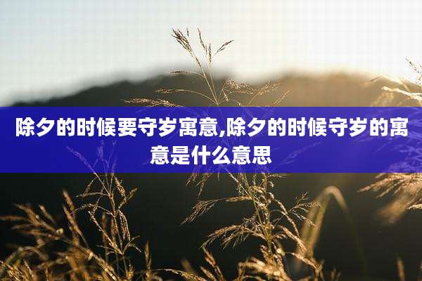 除夕的时候要守岁寓意,除夕的时候守岁的寓意是什么意思