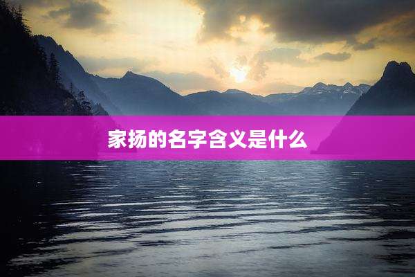 家扬的名字含义是什么