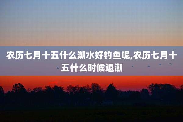 农历七月十五什么潮水好钓鱼呢,农历七月十五什么时候退潮