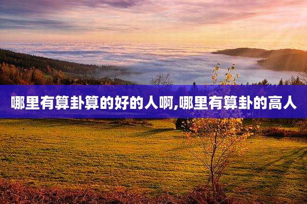 哪里有算卦算的好的人啊,哪里有算卦的高人