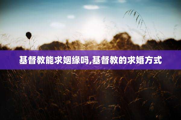 基督教能求姻缘吗,基督教的求婚方式
