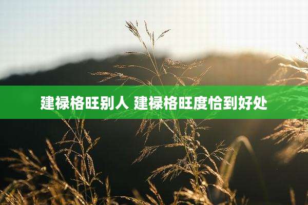 建禄格旺别人 建禄格旺度恰到好处
