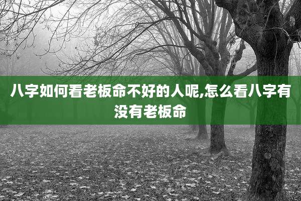 八字如何看老板命不好的人呢,怎么看八字有没有老板命