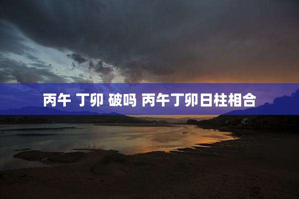 丙午 丁卯 破吗 丙午丁卯日柱相合