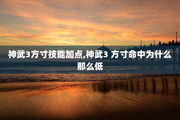 神武3方寸技能加点,神武3 方寸命中为什么那么低