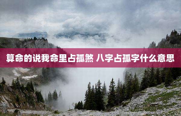 算命的说我命里占孤煞 八字占孤字什么意思