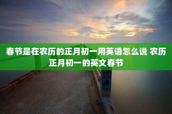 春节是在农历的正月初一用英语怎么说 农历正月初一的英文春节