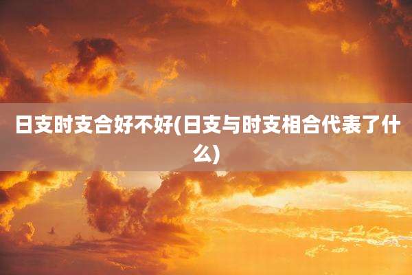 日支时支合好不好(日支与时支相合代表了什么)